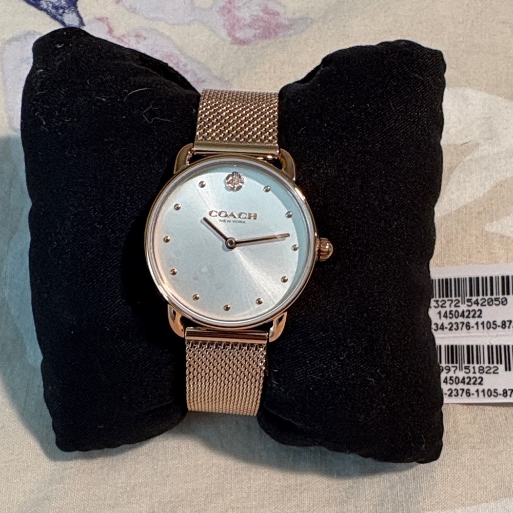 Coach Rose Gold Mesh Bracelet Watch with Silver Dial